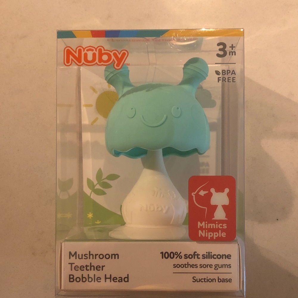 Nuby Aqua and White Mushroom Teether